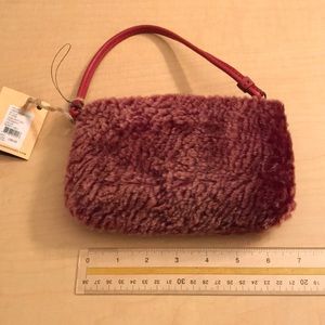 Patricia Nash NWT Piedmont Laser Cut Sherpa Wristlet Small Berry Red Purse Bag